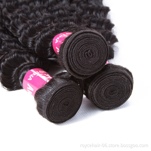 30 32 34 36 Inch High Quality Raw Virgin Peruvian Kinky Curly Human Hair Weaves with Lace Frontal Closure